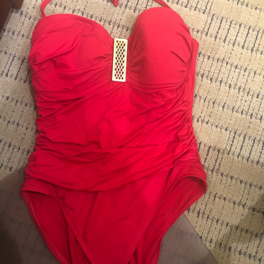 Lady in Red Swimsuit